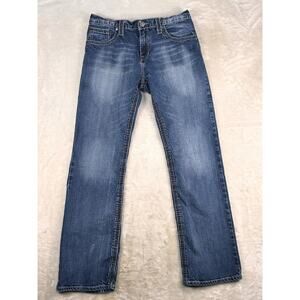 Decree Jeans Men’s Sz 32x32 Blue Boot Cut Flex Denim Heavy Stitch Flap Pocket